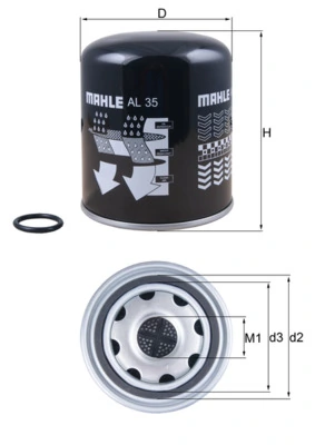 AL35 MAHLE Filtro del desecador de aire (separador de agua y aceite) (camión) original y equivalente