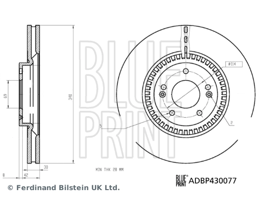 Тормоз дисковый передний Blue Print ADBP430077 цена, от 84.96 USD