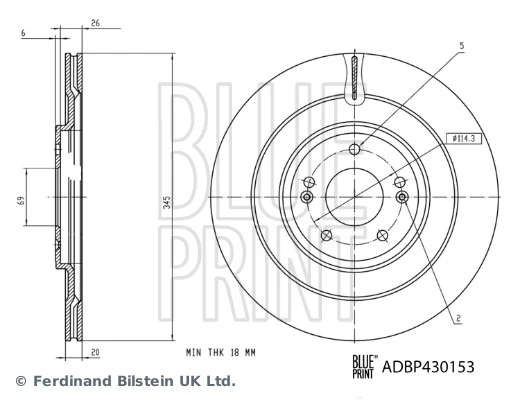 Задний тормозной диск Blue Print ADBP430153 цена, от 62.34 USD