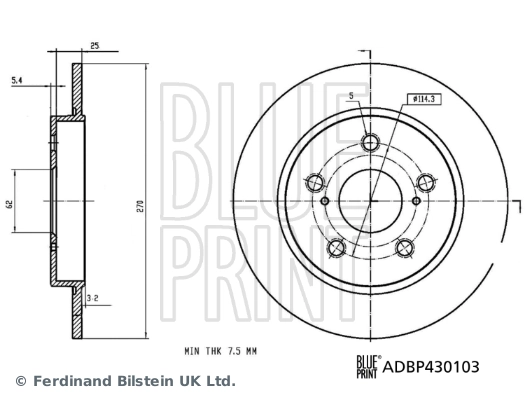 Задний тормозной диск Blue Print ADBP430103 цена, от 30.18 USD