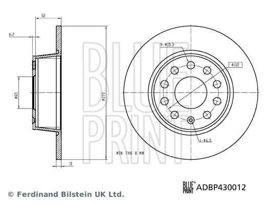 Задний тормозной диск Blue Print ADBP430012 цена, от 32.19 USD