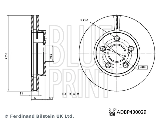 Тормоз дисковый передний Blue Print ADBP430029 цена, от 41.16 USD