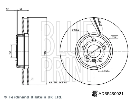 Тормоз дисковый передний Blue Print ADBP430021 цена, от 127.52 USD