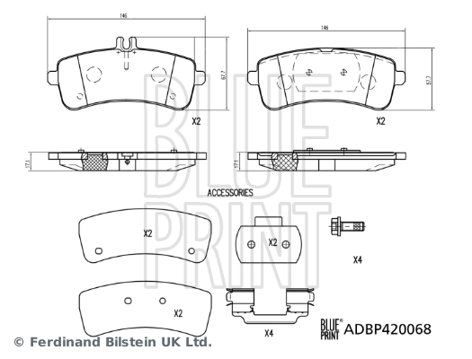 ADBP420068 Blue Print Колодки тормозные дисковые комплект