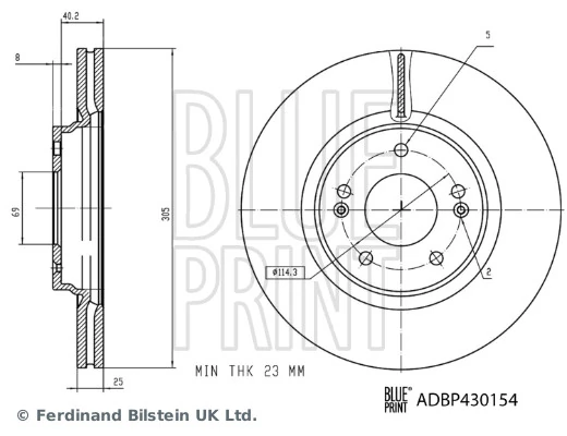 Тормоз дисковый передний Blue Print ADBP430154 цена, от 59.18 USD