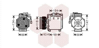 Compressor de aparelho de ar condicionado Mitsubishi Colt 4 CAA