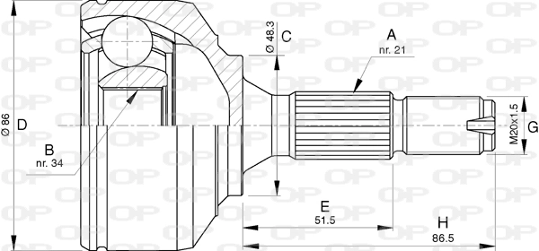 Junta homocinética externa dianteira Citroen C3 preço, a partir de 50,99 USD