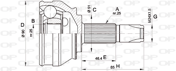 Junta homocinética externa dianteira Alfa Romeo 147 937