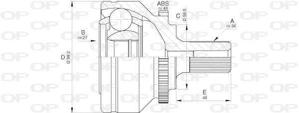 Junta homocinética externa dianteira Volvo V70 1 LV