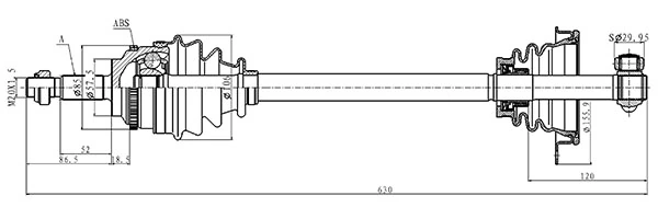 Semieixo (acionador) dianteiro esquerdo 8201187723 Renault (RVI)