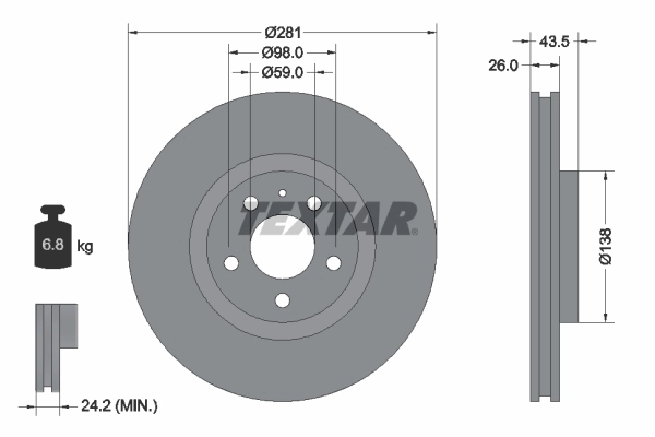  Передние тормозные диски Mitsubishi Colt 3