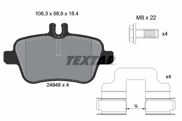 Колодки тормозные задние дисковые TEXTAR 2484803