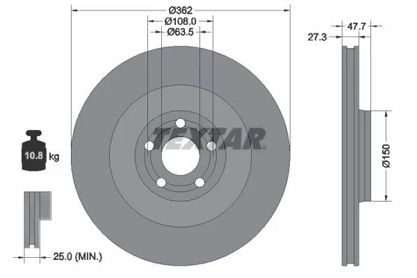 Disco do freio dianteiro Ford Mustang CGW, K3R, K3S