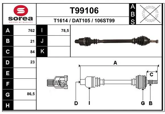 8200484376 Lada Полуось передняя, правая