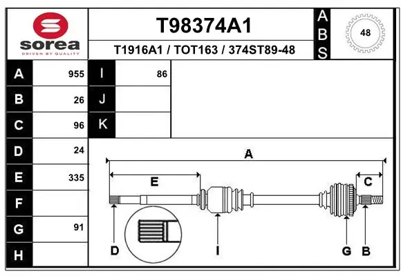 Привод передний правый Toyota 4341005371 цена, от 129.51 USD