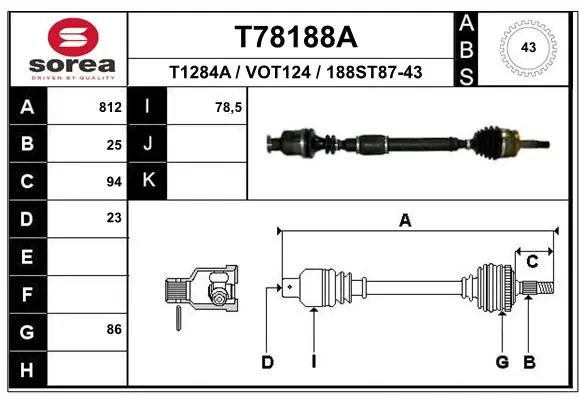 8602095 Volvo Полуось передняя, правая