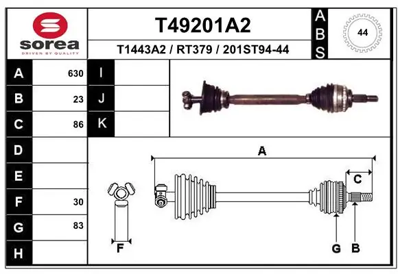 BB1799 Posterparts Полуось передняя левая