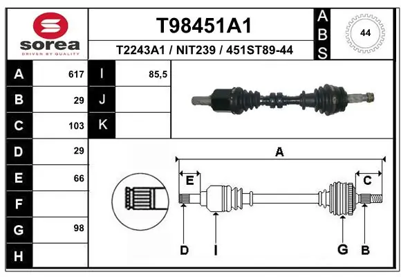 Купить TDS0212 Magneti Marelli Привод в сборе левый