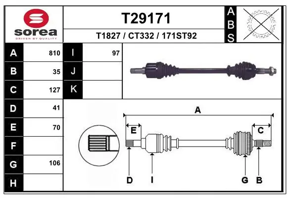 Привод передний левый Polcar T29171 цена, от 90.58 USD
