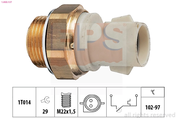 Sensor de temperatura do fluido de esfriamento (de ativação de ventilador do radiador) Ford Fiesta F3L, F5L