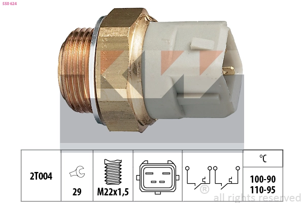 Sensor de temperatura do fluido de esfriamento (de ativação de ventilador do radiador) Ford Transit 4 T