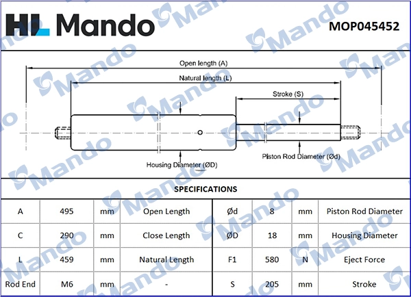 Амортизатор задней двери Hyundai Santa Fe III внедорожник (DM) (2012 - 2018) цена, от 27.46 USD