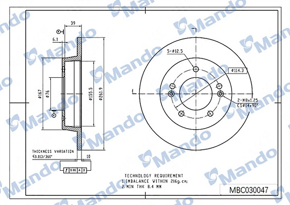 Тормозные диски 61505AP Aplus