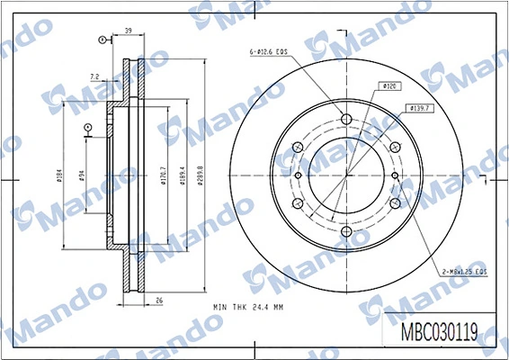  Disco do freio dianteiro Mitsubishi Pajero I SUV (L04G, L14G) (1982 - 1991) I