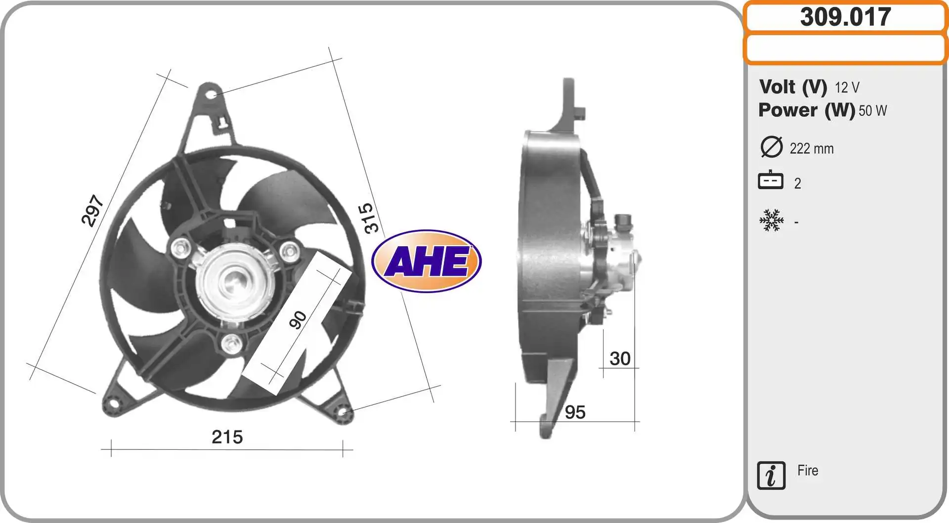 Ventilador elétrico de esfriamento montado (motor + roda de aletas) Fiat Panda 1 141A