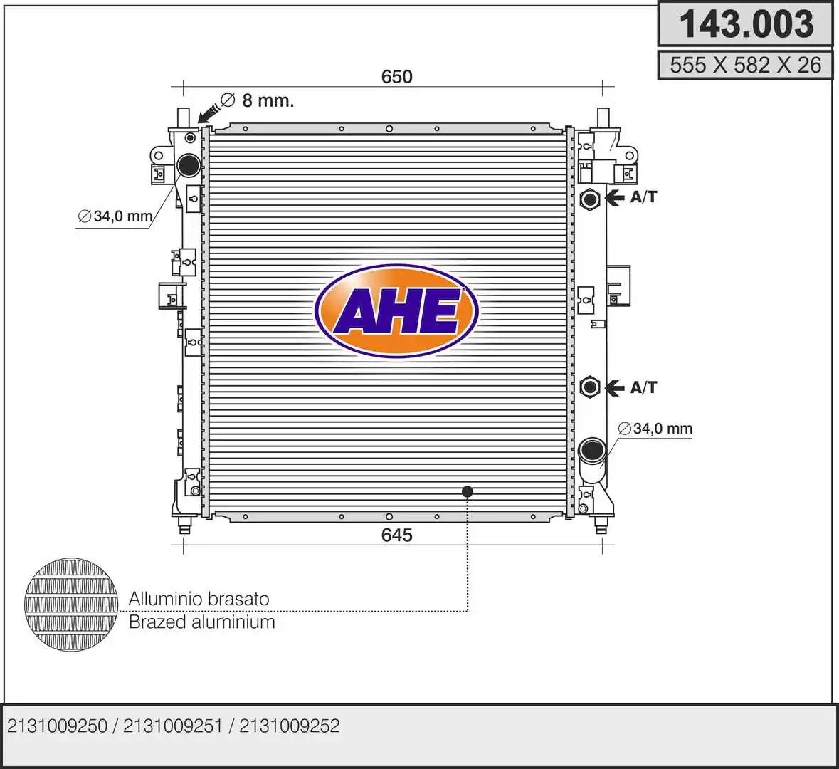  Radiador de esfriamento de motor SsangYong Kyron SUV (2007 - 2014) 