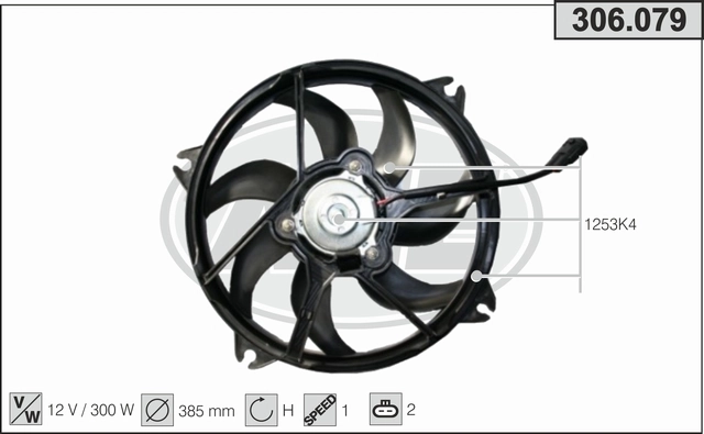 Ventilador elétrico de esfriamento montado (motor + roda de aletas) Citroen Berlingo B9