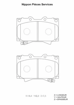 Sapatas do freio dianteiras de disco Toyota Land Cruiser 100 J10