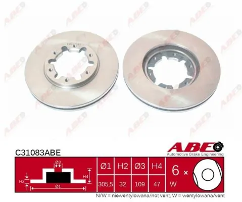 Тормоз дисковый передний ABE C31083ABE цена, от 41.16 USD