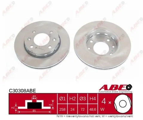 C30308ABE ABE Диск тормозной передний