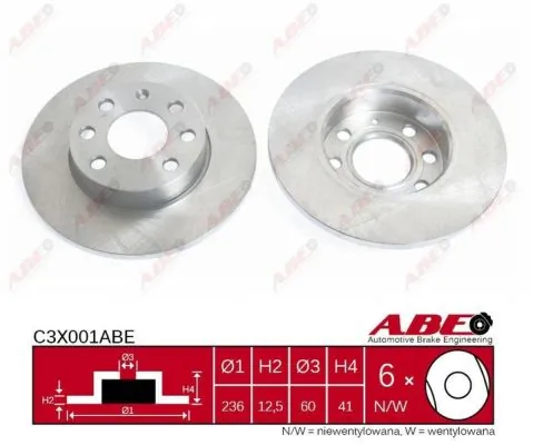Тормоз дисковый передний ABE C3X001ABE цена, от 16.45 USD