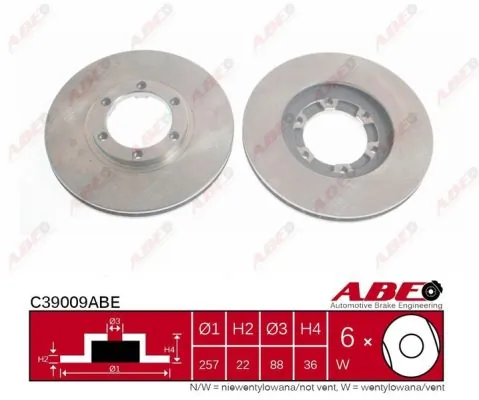 Тормоз дисковый передний ABE C39009ABE цена, от 30.48 USD