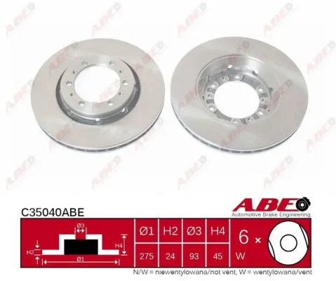 Тормоз дисковый передний ABE C35040ABE цена, от 30.54 USD
