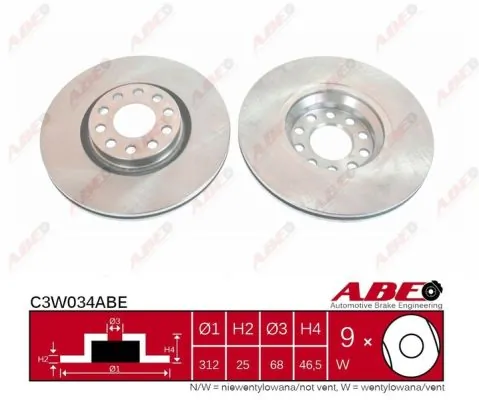 Тормоз дисковый передний ABE C3W034ABE цена, от 38.69 USD