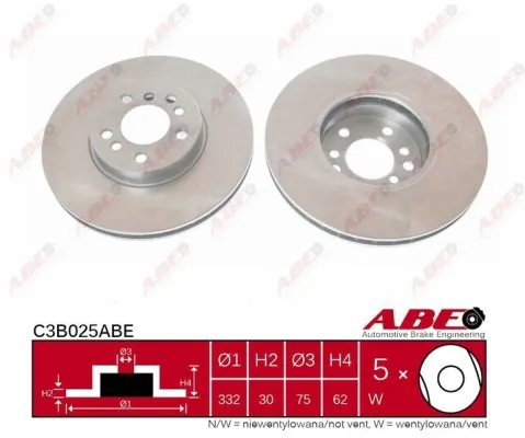 Тормоз дисковый передний ABE C3B025ABE цена, от 50.45 USD