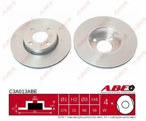 Тормоз дисковый передний ABE C3A013ABE цена, от 28.96 USD