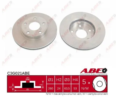 Тормоз дисковый передний ABE C3G021ABE цена, от 25.54 USD