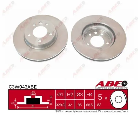 Тормоз дисковый передний ABE C3W043ABE цена, от 61.43 USD