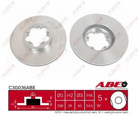 Тормоз дисковый передний ABE C3G036ABE цена, от 38.96 USD