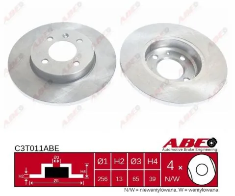 Тормоз дисковый передний ABE C3T011ABE цена, от 18.96 USD