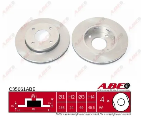 Тормоз дисковый передний ABE C35061ABE цена, от 29.46 USD
