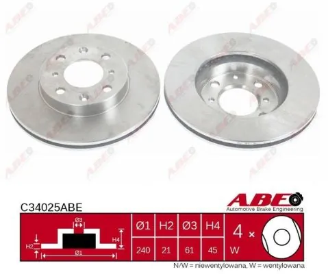 Тормоз дисковый передний ABE C34025ABE цена, от 28.85 USD