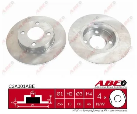 Тормоз дисковый передний ABE C3A001ABE цена, от 20.60 USD