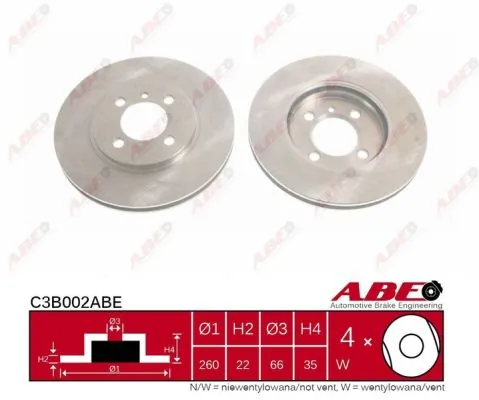 Тормоз дисковый передний ABE C3B002ABE цена, от 24.75 USD