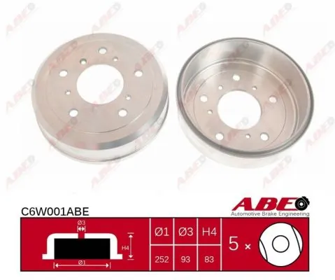 Барабан тормозной задний ABE C6W001ABE цена, от 31.31 USD