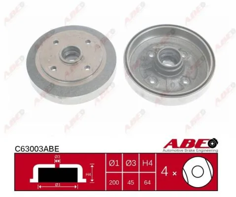 Барабан тормозной задний ABE C63003ABE цена, от 42.71 USD